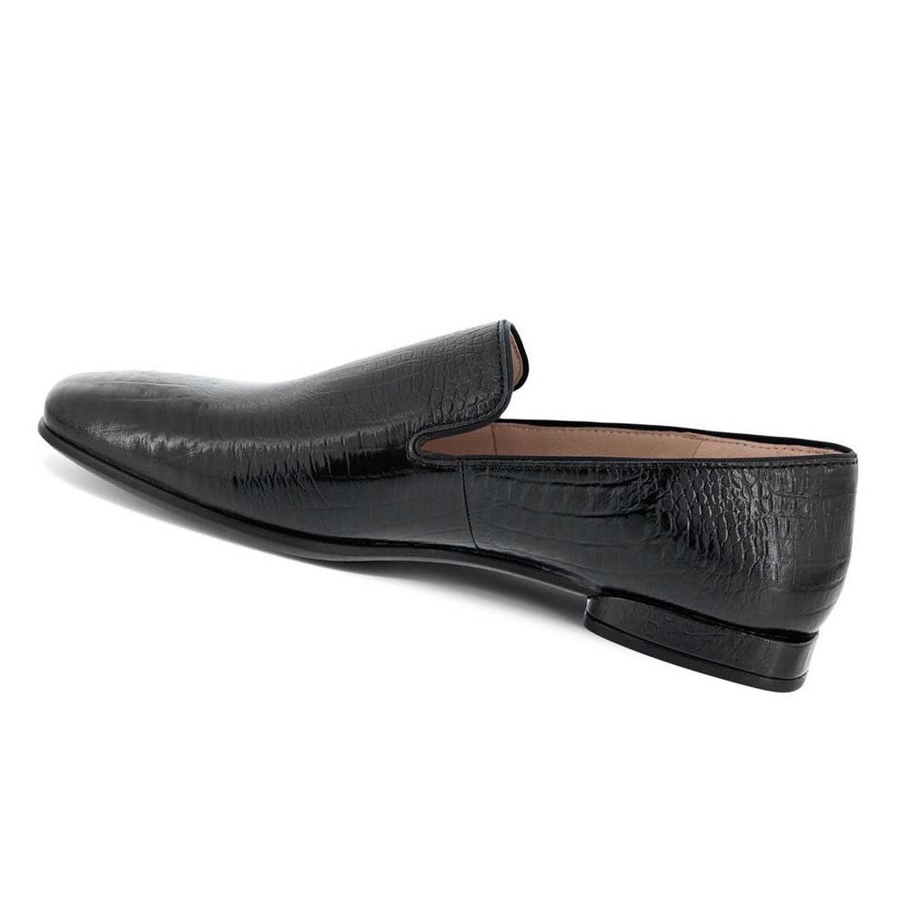 Women's Ecco Anine Squared Smoking Loafers Black | SG 154GSO